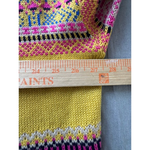 Easel Women's Mustard Yellow Fair Isle Knit Sweater Size Small - Picture 6 of 7